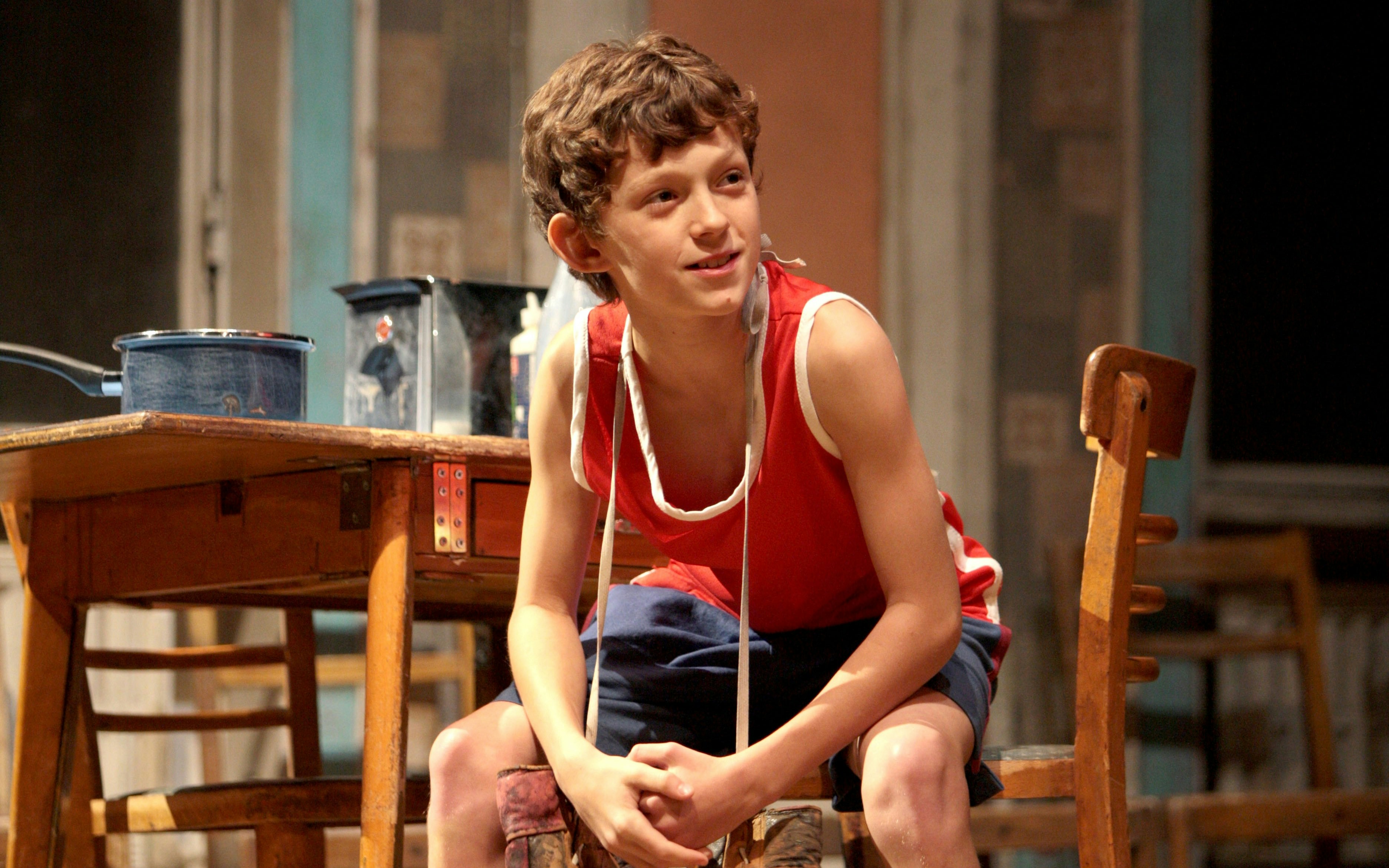 Young actor in a scene from Billy Elliot the Musical, West End production.