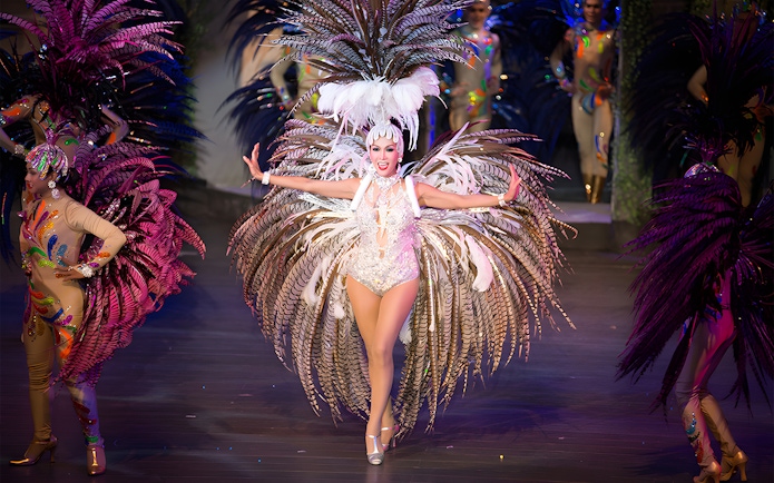 Performer in elaborate costume at Colosseum Show Pattaya.