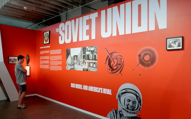 Exhibit on Soviet Union history at Museum of Communism in Prague.
