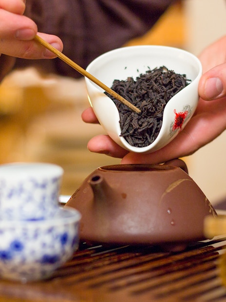 Tea preparation during Ngong Ping Cable Car Ride & Lantau Island tour.