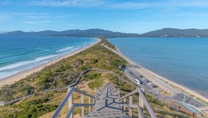 View of the Neck of Bruny island in Tasmania, Australia