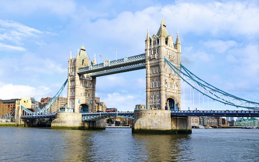 Tower Bridge spanning the River Thames in London.