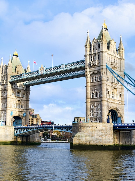 Tower Bridge spanning the River Thames in London.