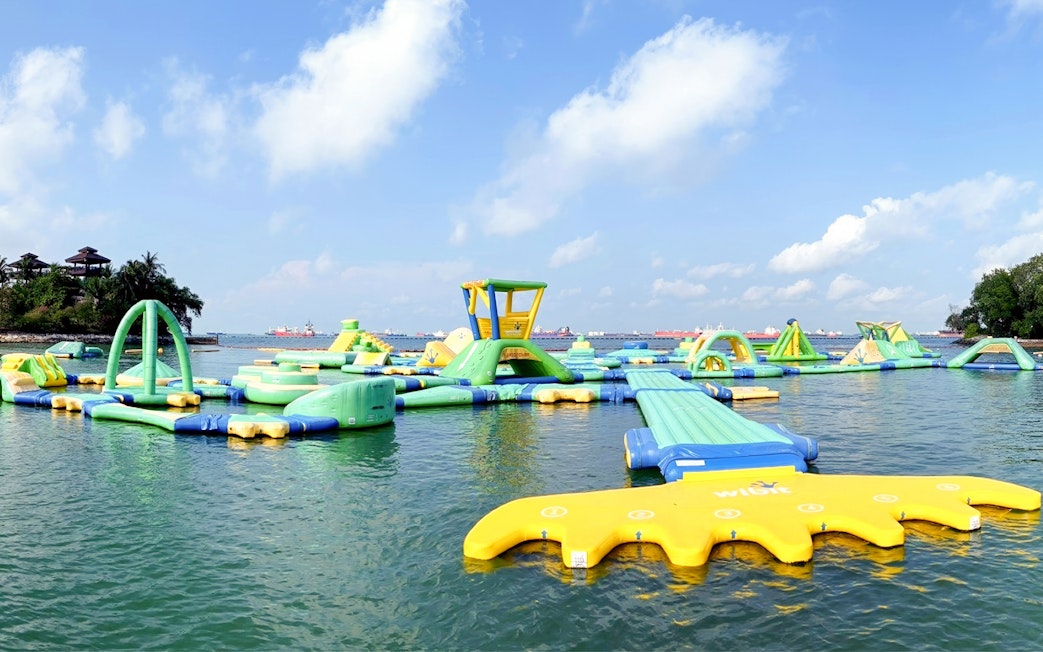 Floating obstacle course at HydroDash Singapore on the water.