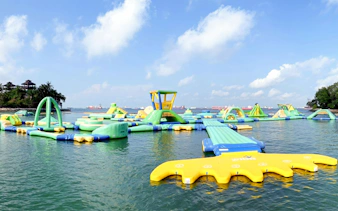 Floating obstacle course at HydroDash Singapore on the water.