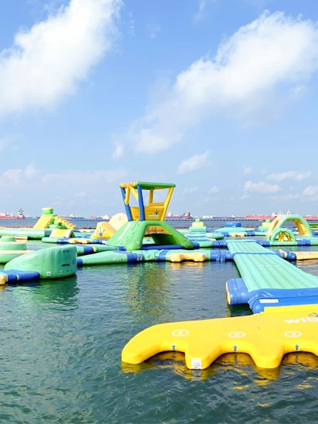 Floating obstacle course at HydroDash Singapore on the water.