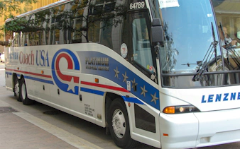 Coach USA bus for one-way trip from Chicago O'Hare Airport to Milwaukee.