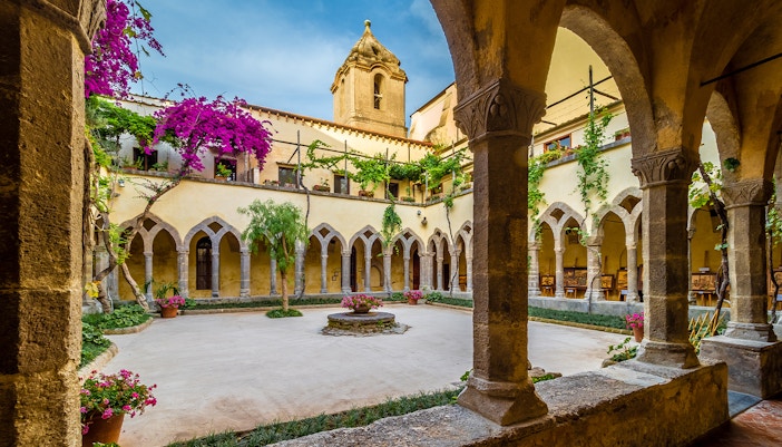 cloister of San Francesco Rome to Sorrento day trip