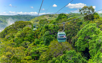 Skyrail gondola over Barron Falls rainforest, Kuranda, Queensland.