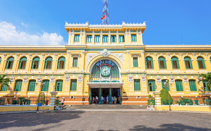 Saigon Central Post Office facade in Ho Chi Minh City, Vietnam.