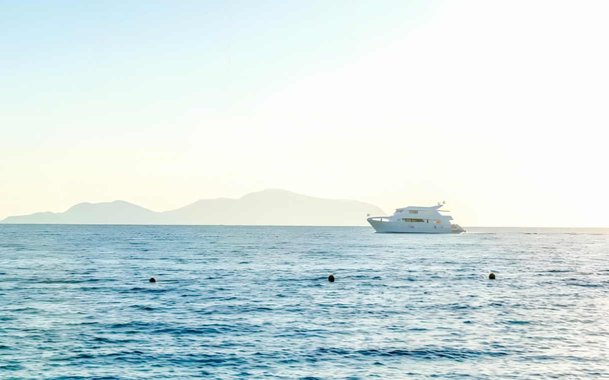 Yacht sailing near Tiran Island, Sharm El Sheikh.