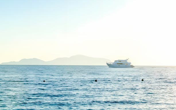 Yacht sailing near Tiran Island, Sharm El Sheikh.