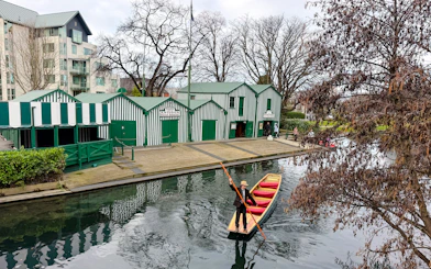Punting on the Avon River near Antigua Boat Sheds, Christchurch.