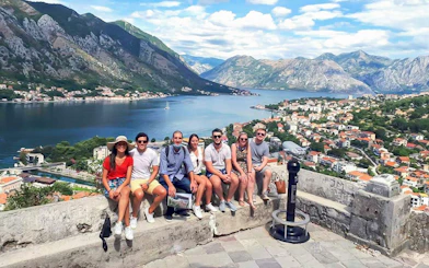 Guests enjoying a scenic view of Kotor Bay in Montenegro during a day trip.