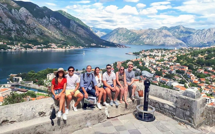 Guests enjoying a scenic view of Kotor Bay in Montenegro during a day trip.
