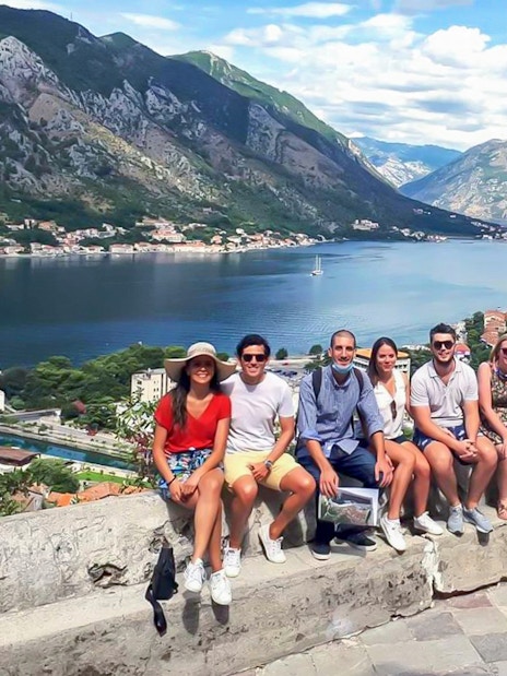 Guests enjoying a scenic view of Kotor Bay in Montenegro during a day trip.
