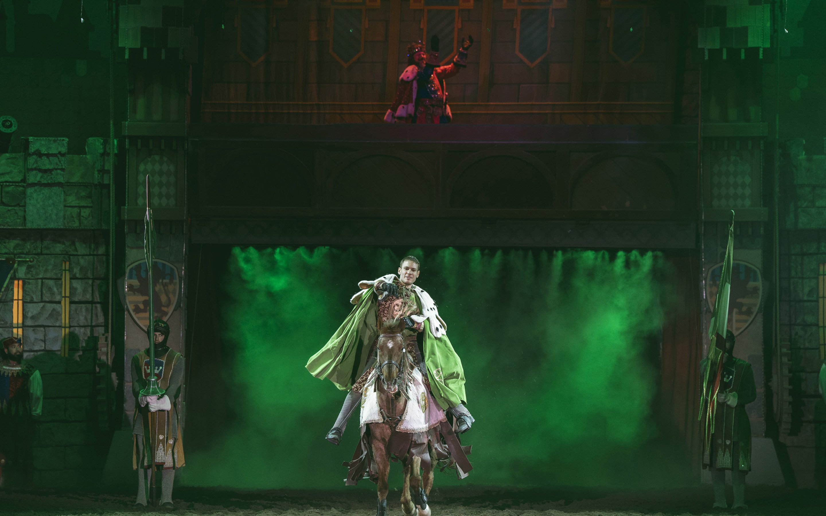 Knight on horseback during Tournament of Kings performance in Las Vegas.