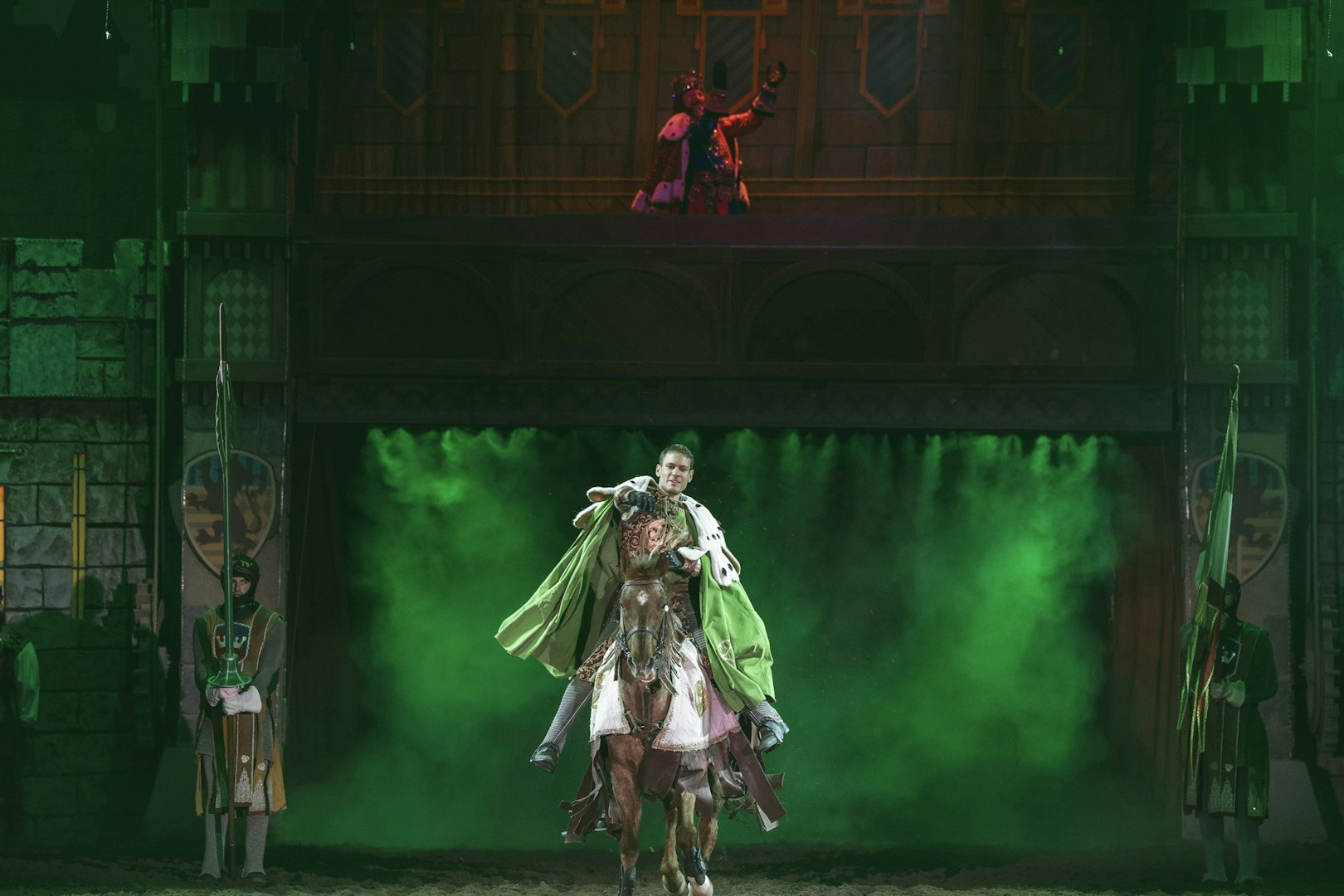 Knight on horseback during Tournament of Kings performance in Las Vegas.