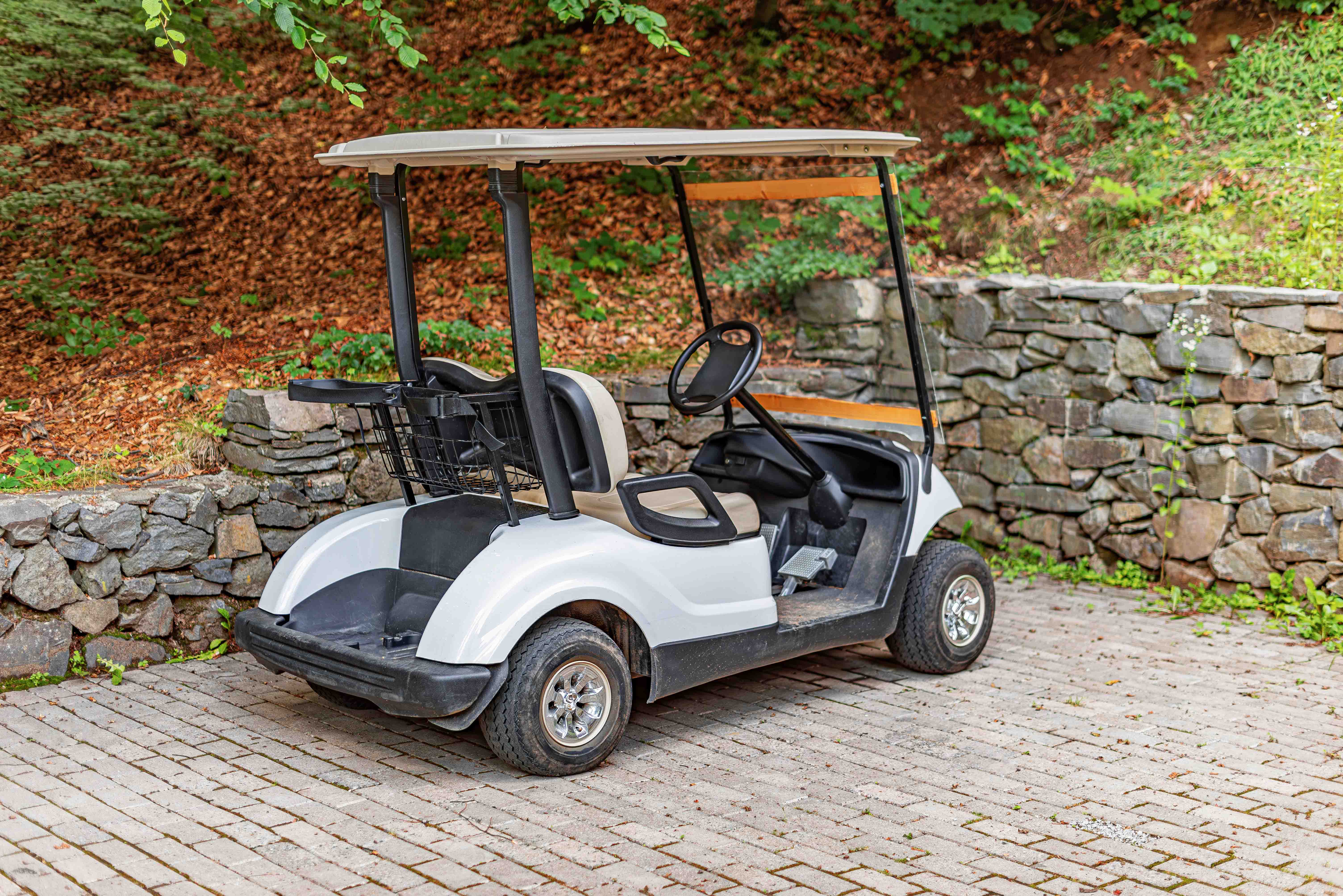 Golf buggy parked