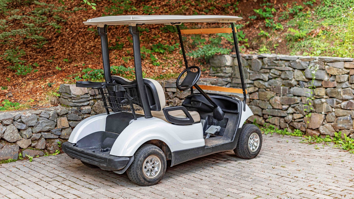 Golf buggy parked