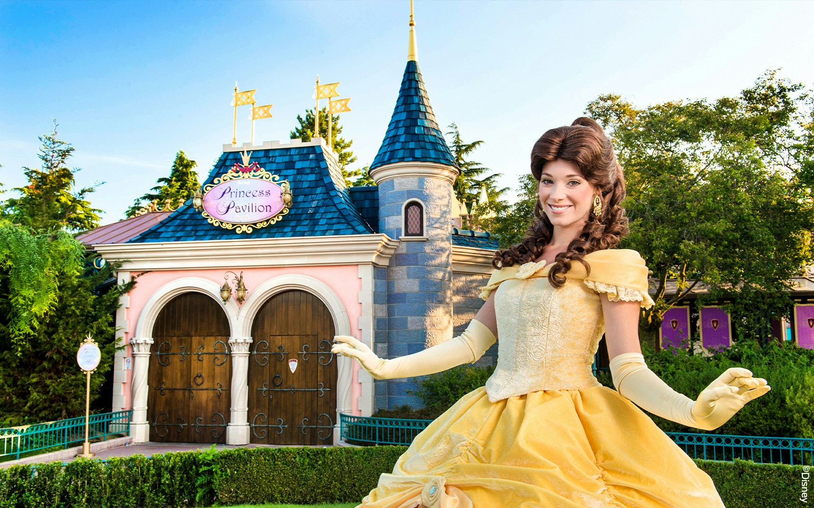 Princesses greeting visitors at Princess Pavilion, Disneyland Paris.