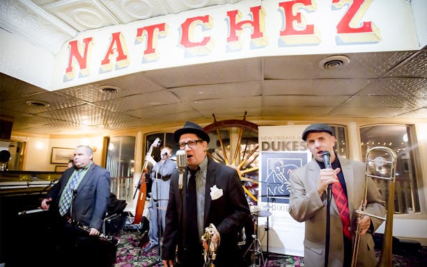 Dukes band performing on Steamboat Natchez in New Orleans.