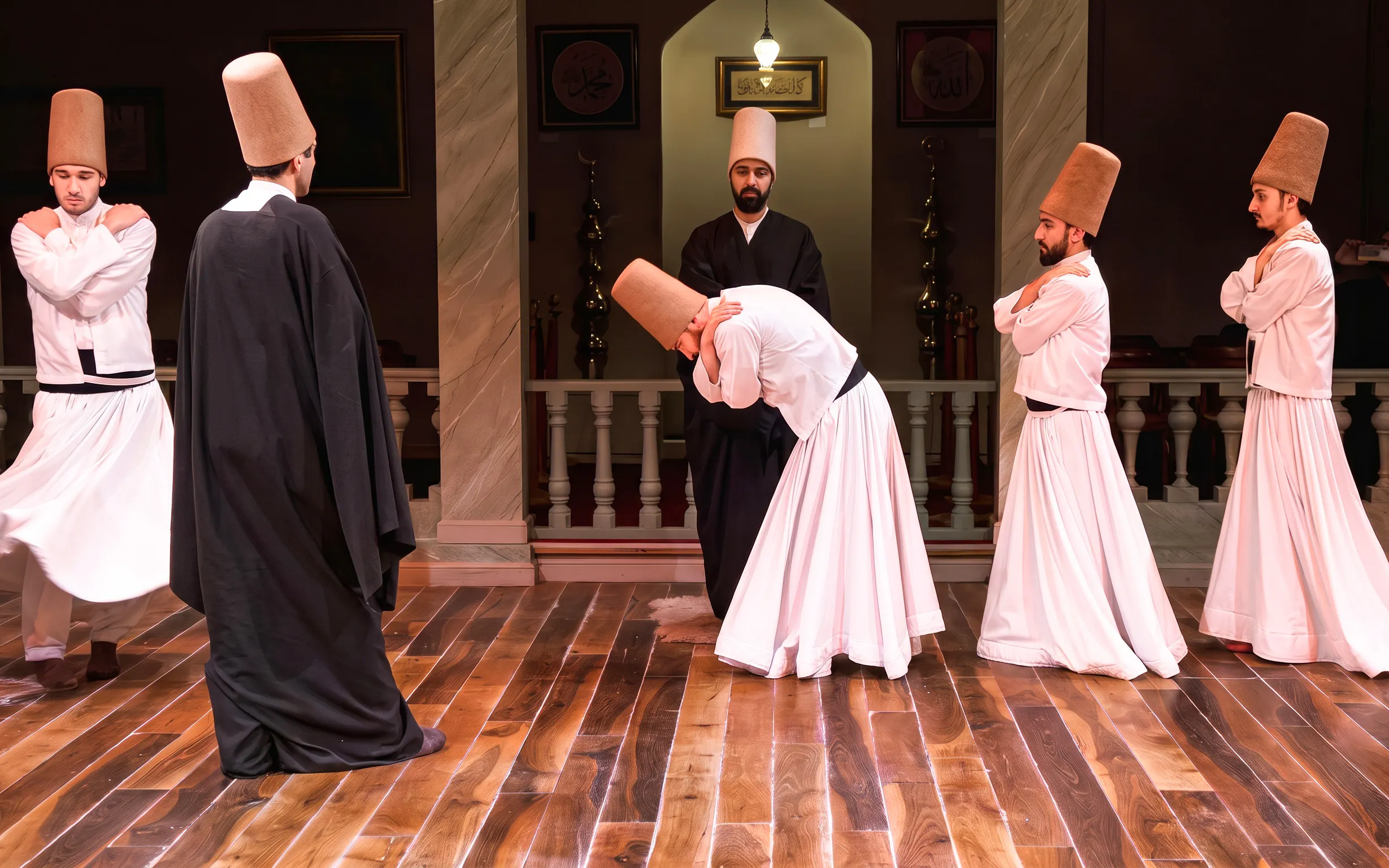Whirling dervishes performing in Istanbul during a Sufi ceremony.