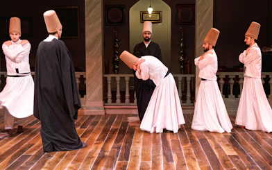 Whirling dervishes performing in Istanbul during a Sufi ceremony.