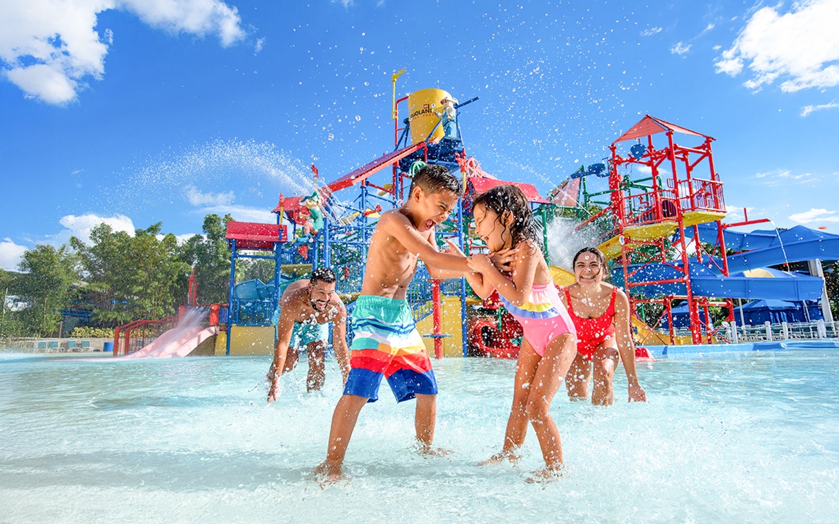Kids playing in the splash area at LEGOLAND Water Park, Florida.