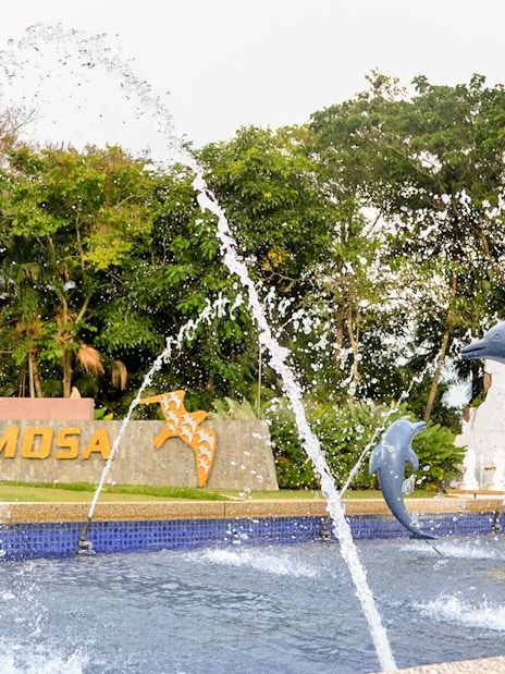 Dolphin fountains at A'Famosa Melaka Waterpark, Melaka, Malaysia.