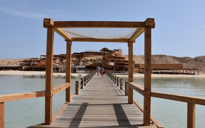 Pier leading to Orange Bay on Giftun Island, Red Sea near Hurghada.