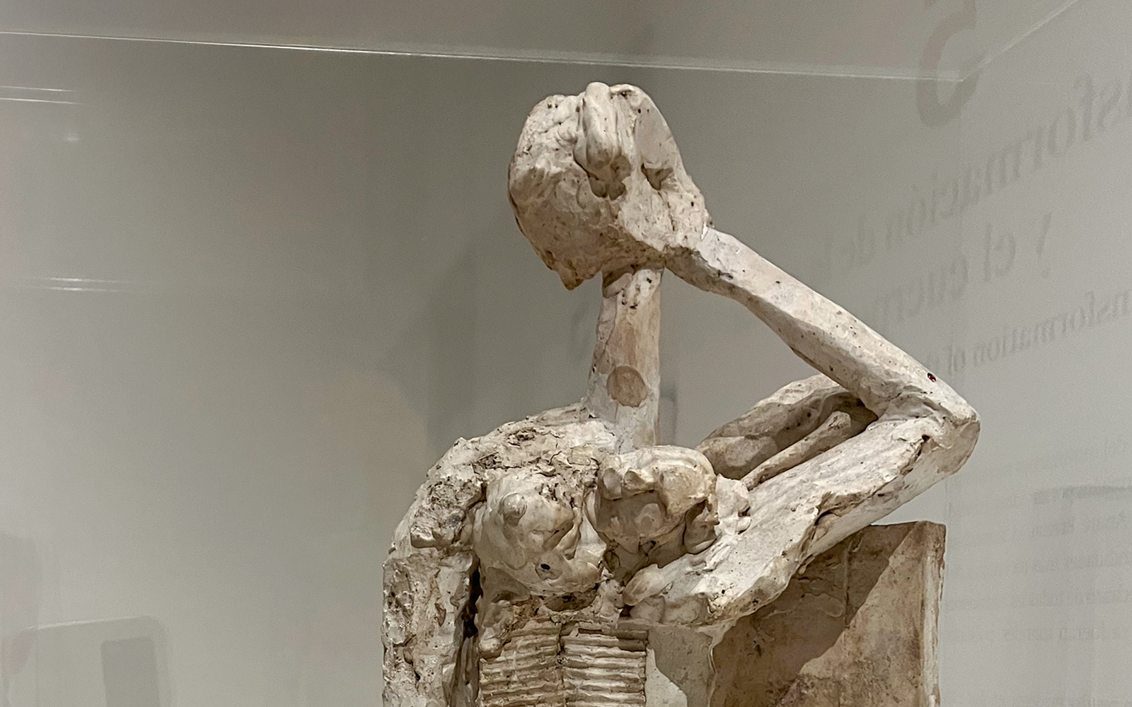 Sculpture at Picasso Museum in Malaga showcasing abstract art style.