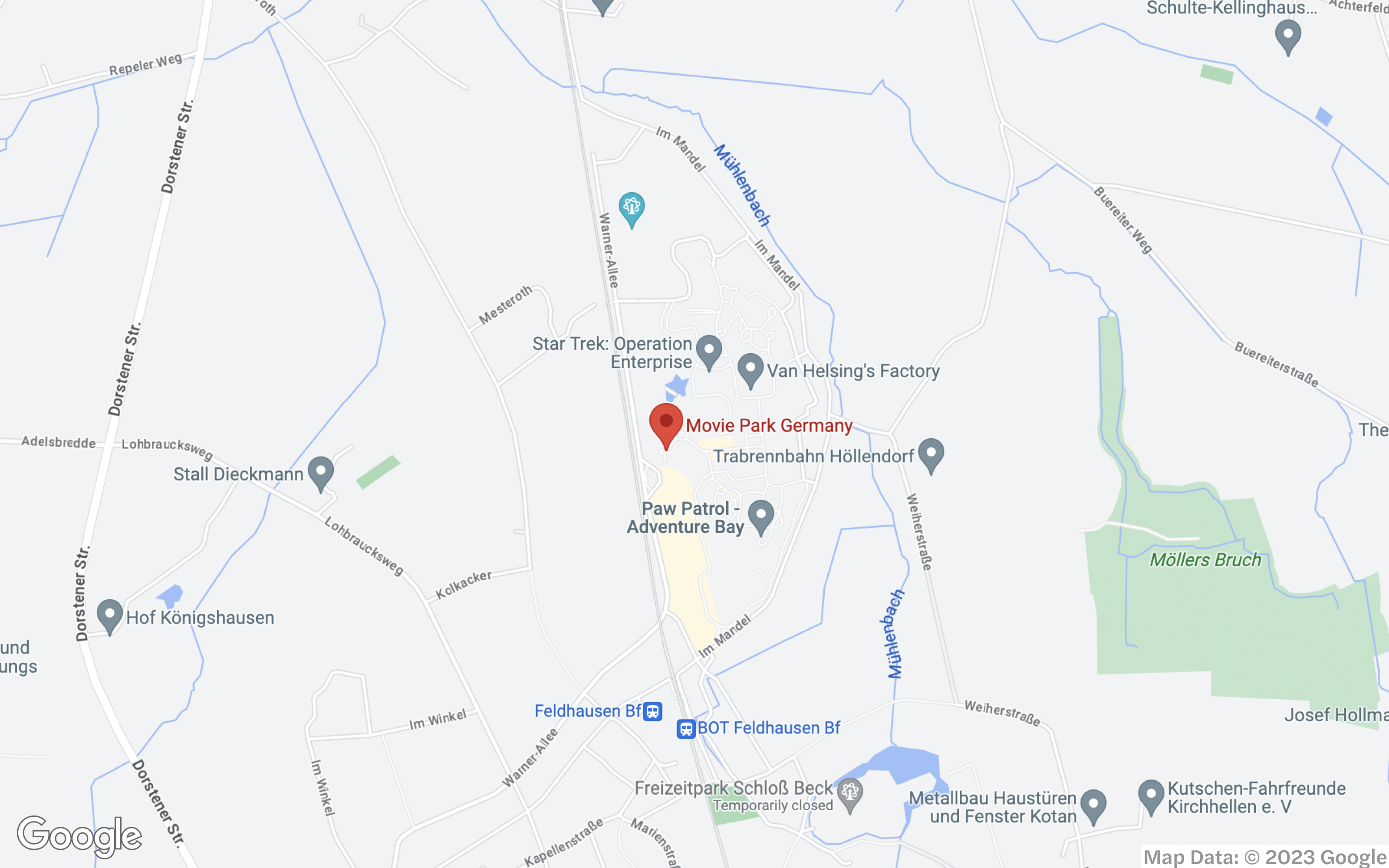 Map of Movie Park Germany