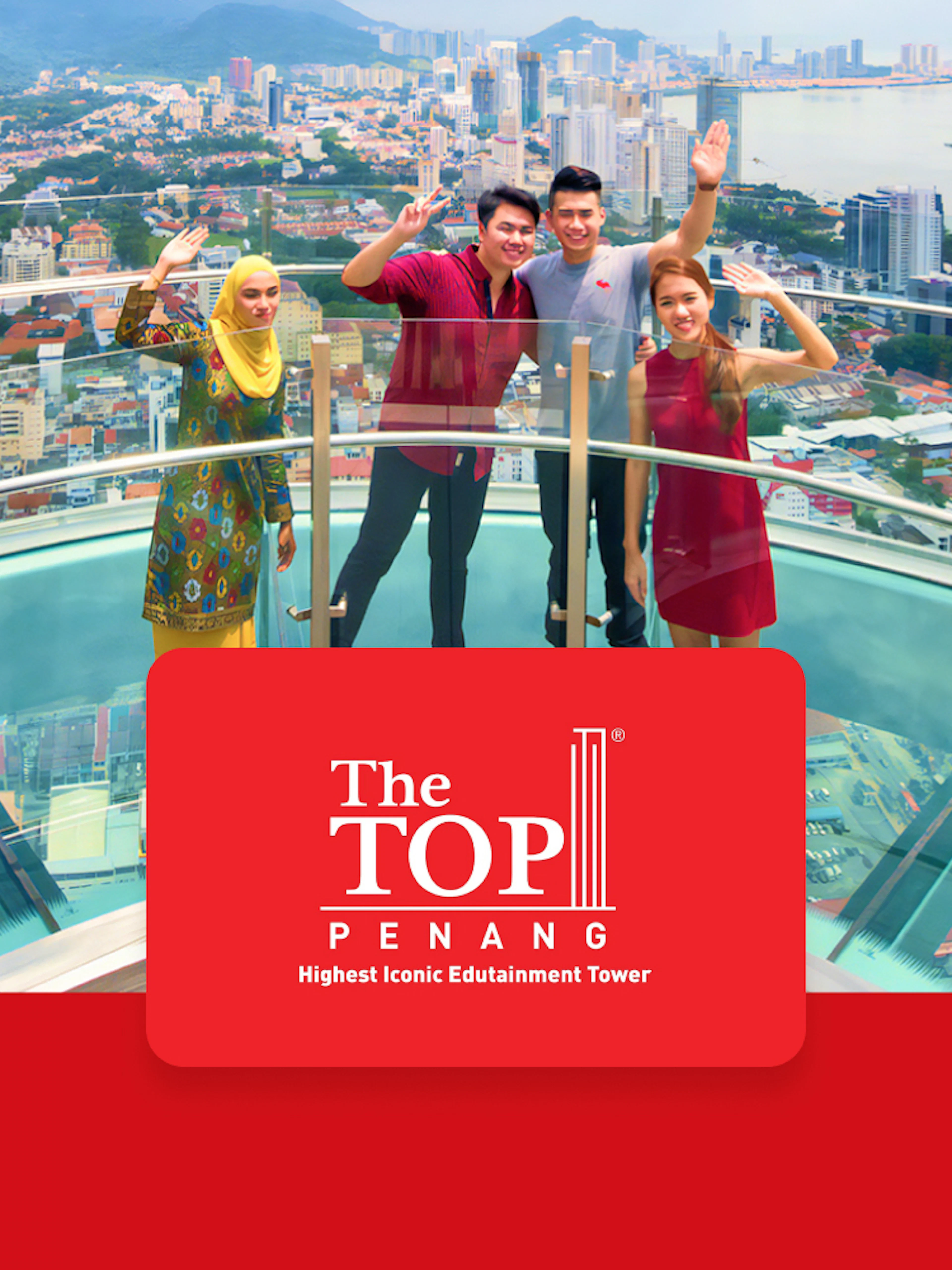 Visitors enjoying the view from The TOP Penang's observation deck.