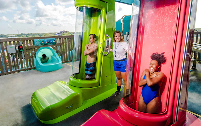 Guests enjoying water slides at Adventure Island, Tampa.