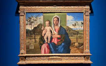 Madonna and Child painting at Pinacoteca di Brera, Milan.
