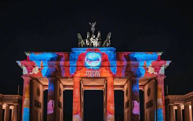 Brandenburg Gate illuminated during Berlin Lights Festival.