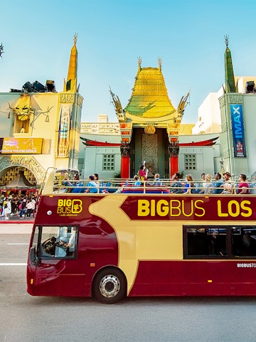 Big Bus Los Angeles in front of TCL Chinese Theatre on Hollywood Boulevard.