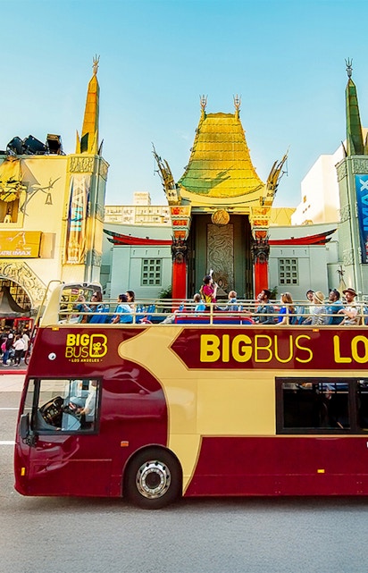 Big Bus Los Angeles in front of TCL Chinese Theatre on Hollywood Boulevard.