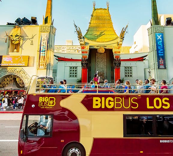 Big Bus Los Angeles in front of TCL Chinese Theatre on Hollywood Boulevard.