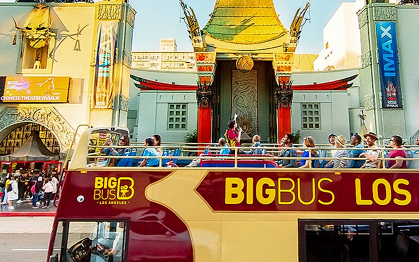 Big Bus Los Angeles in front of TCL Chinese Theatre on Hollywood Boulevard.
