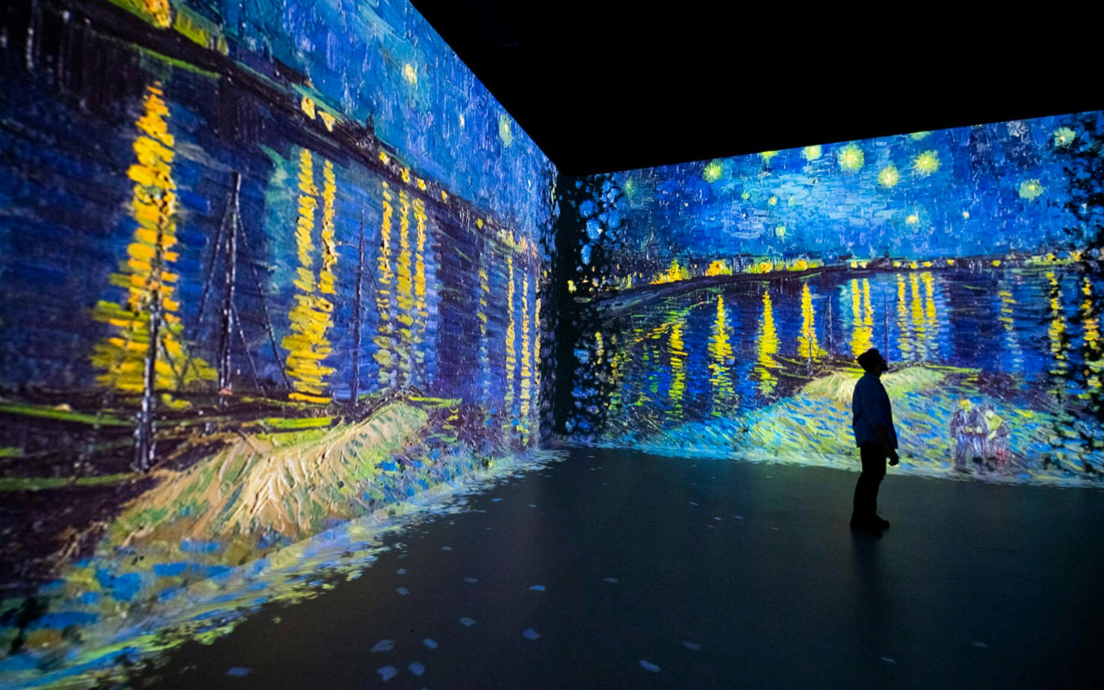 Immersive Van Gogh painting projection at Colour in Motion Gallery, Frameless London.