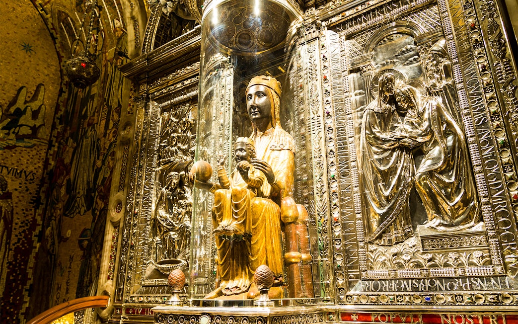 La Moreneta statue at Montserrat Monastery, a popular day trip from Barcelona.