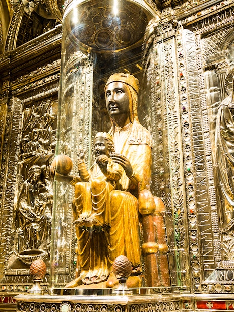La Moreneta statue at Montserrat Monastery, a popular day trip from Barcelona.