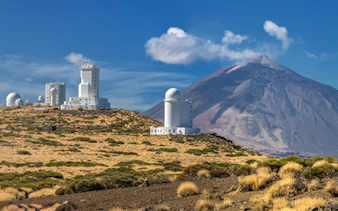 Teide Observatory with Volcano Teide in background, Tenerife, Canary Islands.