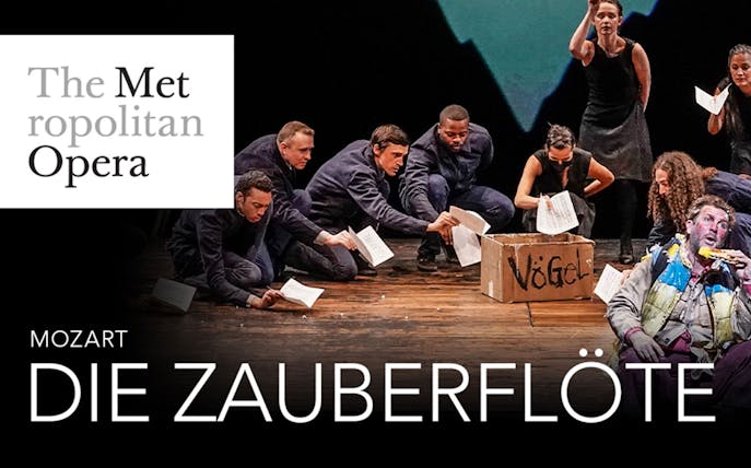 Performers on stage during Die Zauberflöte at the Metropolitan Opera.