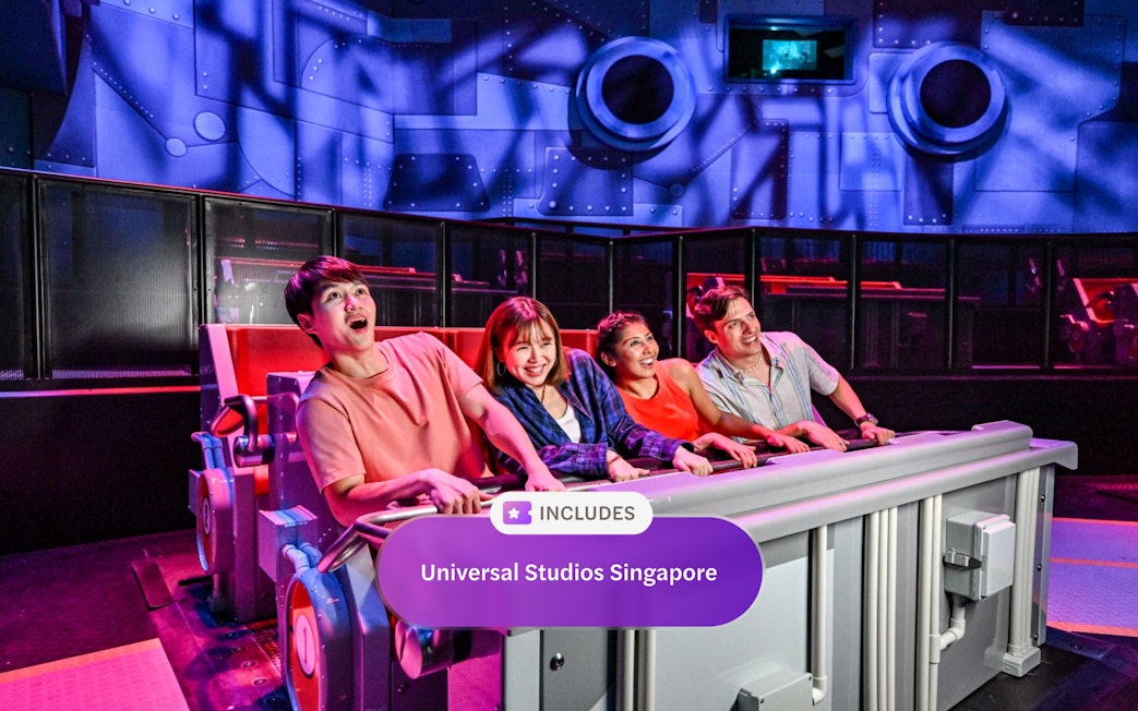 Visitors enjoying a 3D ride at Universal Studios Singapore.