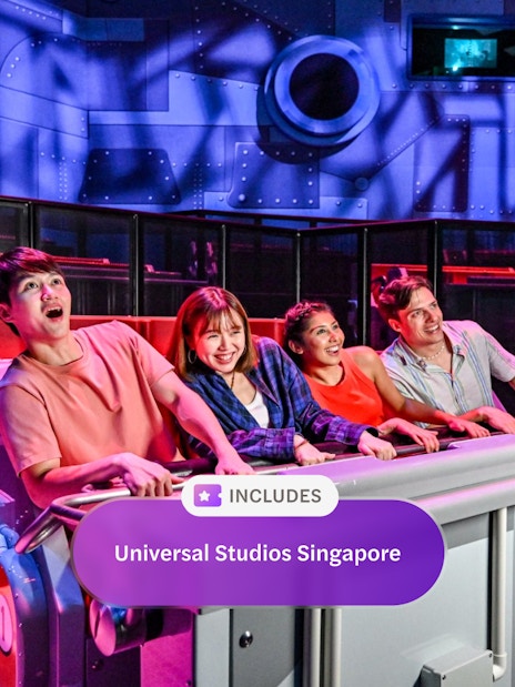 Visitors enjoying a 3D ride at Universal Studios Singapore.