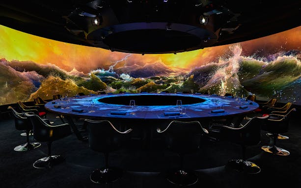 Immersive digital art display at IMAGINARY ART show, KRASOTA Dubai.