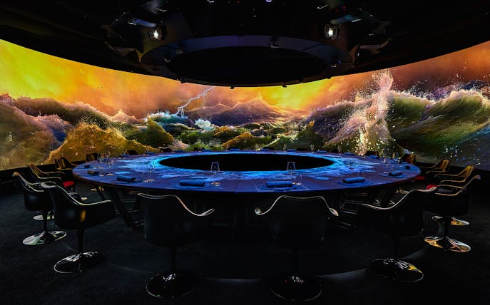 Immersive digital art display at IMAGINARY ART show, KRASOTA Dubai.